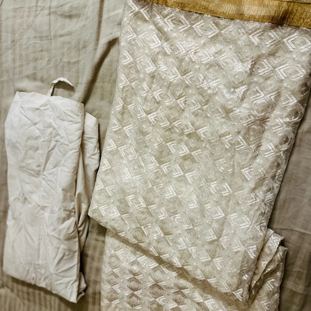 Lucknowi thread Embroidered Saree with slim Petticoat - Picture 9 of 15